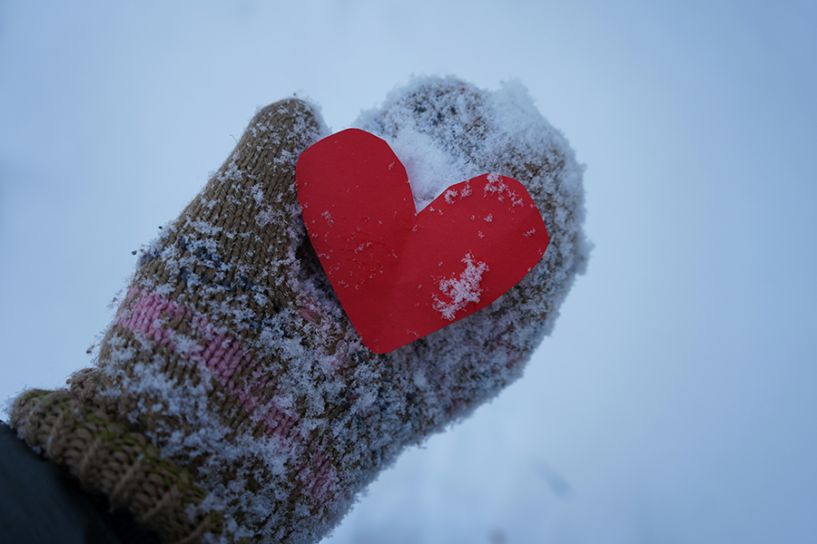 Valentine, Mitten, Snow, Cold, February