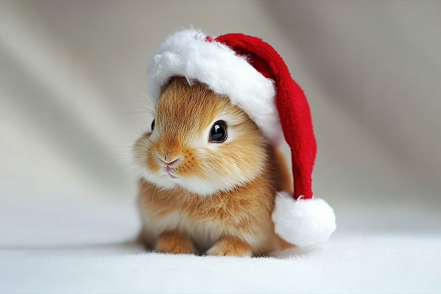 Bunny, Santa Hat, Holiday Hat, Christmas, Animal, Festive, Xmas